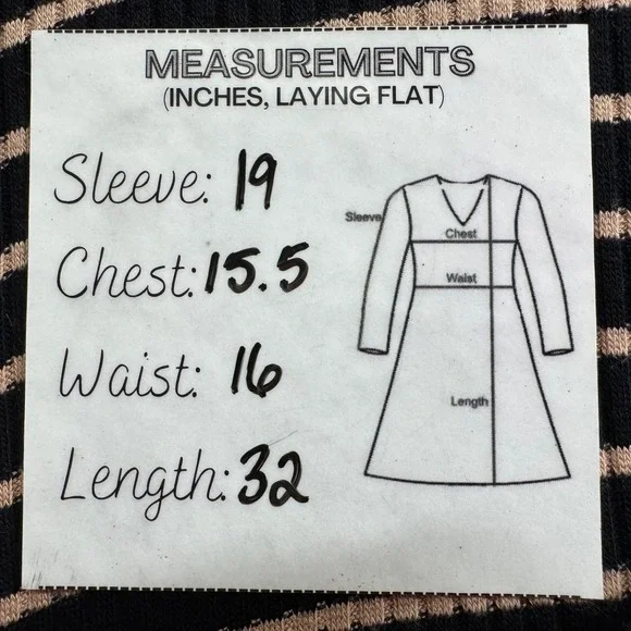 American Eagle Dress Womens Small Soft &‎ Stretchy Black Tan Striped Turtleneck - Picture 5 of 5